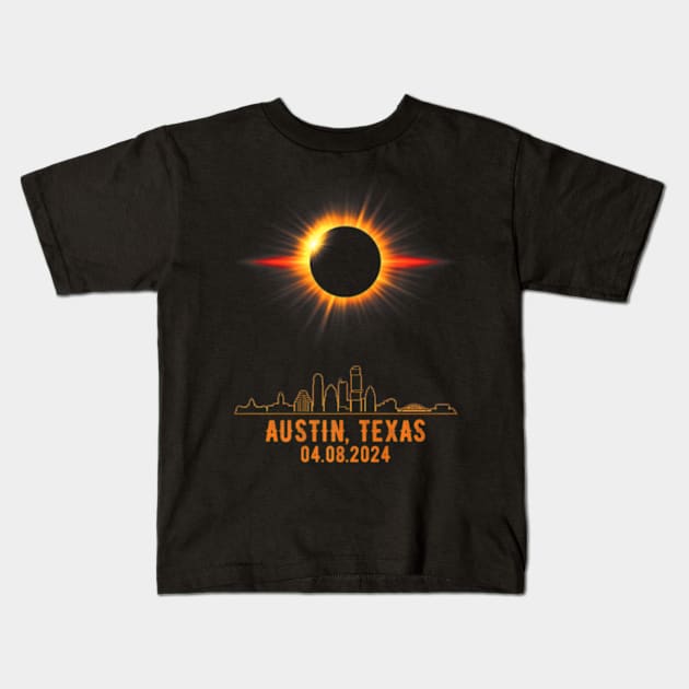 Total Solar Eclipse 04.08.2024 Austin Texas Kids T-Shirt by Diana-Arts-C